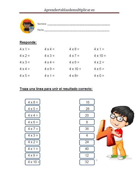 Tabla De Multiplicar Del 4 Fichas De Matematicas Images