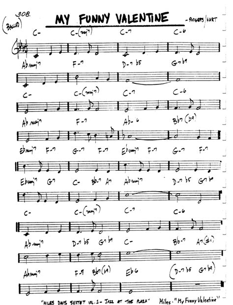 My Funny Valentine Lead Sheet Chords By Richard Rodgers Minedit