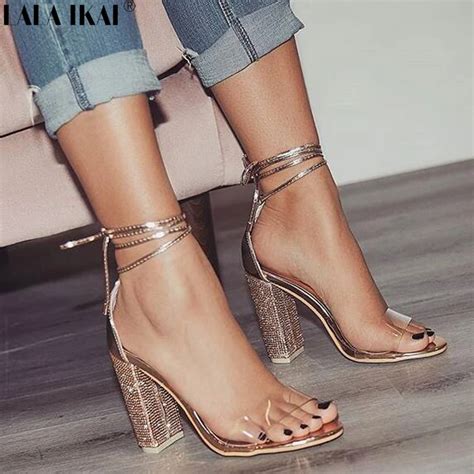 Lala Ikai High Heels Women Sandals Fashion Gladiator Sandals Sexy Ankle Strap Party Shoes