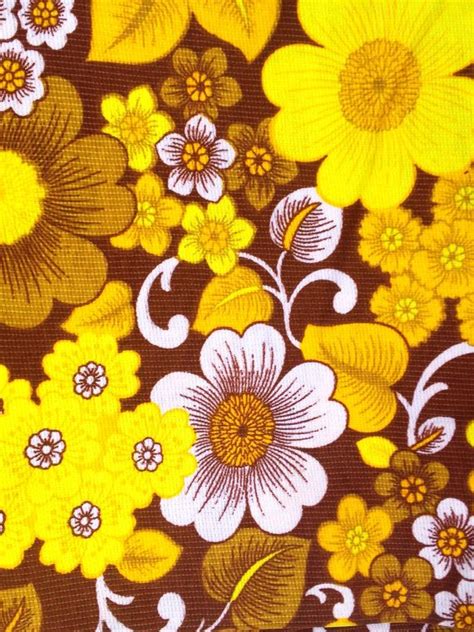 70s Retro Mod Vintage Fabric In Yellow And Orange Made In Sweden