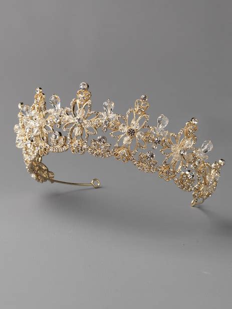 Stunning Crystal And Rhinestone Floral Scroll Wedding Tiara In Silver