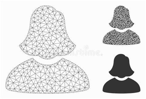 Woman Vector Mesh Network Model And Triangle Mosaic Icon Stock Vector