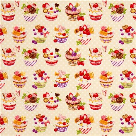 Cream Dotted Cupcake Fabric By Cosmo From Japan Modes4u