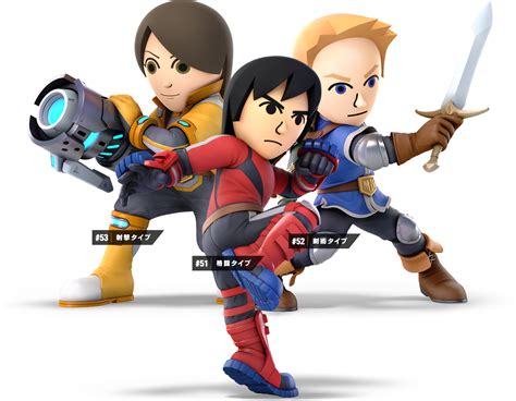 Mii Gunner Mii Brawler And Mii Swordfighter In Super Smash Bros Ultimate Smash Bros Super