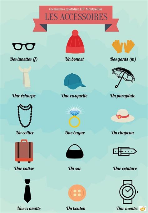 French Vocabulary Accessories French Flashcards French Language