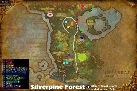 Wow Rare Spawns Silverpine Forest Rare Spawns Including Tamable 5 1 Rares