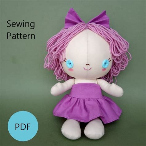 Rag Doll Sewing Pattern Pdf In 2 Sizes With Simple Dress Inspire