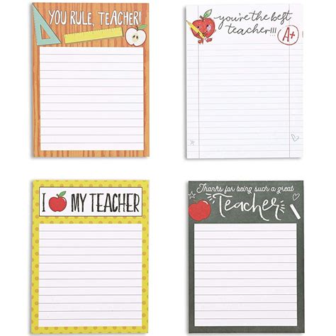 4 Pack Teacher Appreciation Notepads Notebooks Memo Pad Books Lined