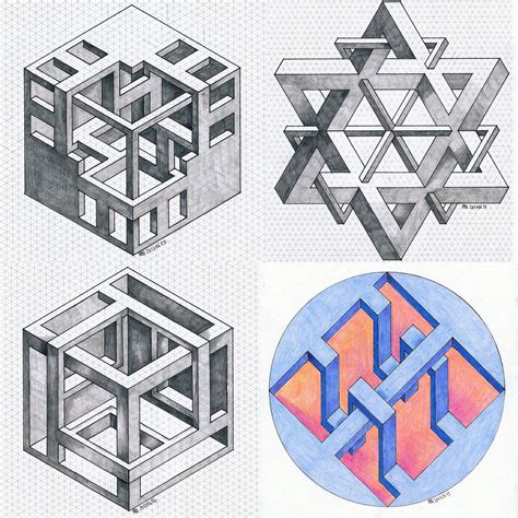 Isometric Geometry Symmetry Handmade Mathart Regolo54 Escher