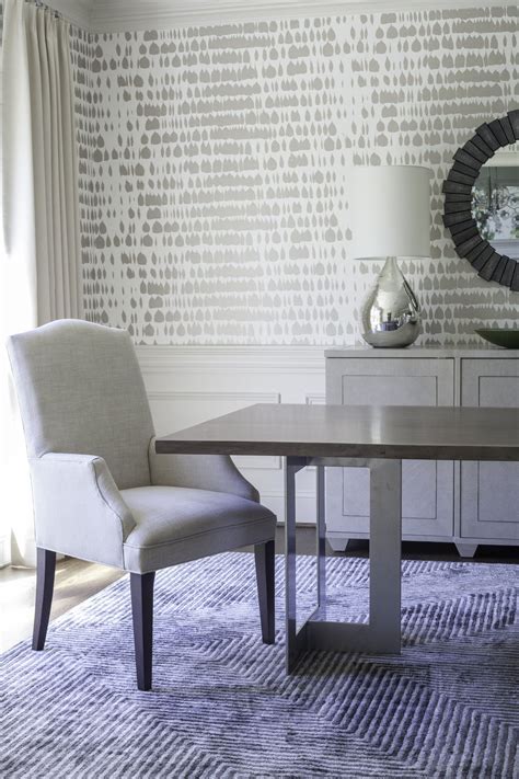 Revamp a single room or your whole home with our stunning range of wallpaper, sure to suit any taste sharing our navy dining room with grasscloth wallpaper and brass fixtures. Beautiful wallpaper combination with decorative wall ...