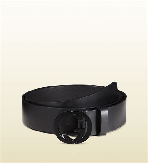 Gucci Leather Belt With Interlocking G Buckle In Black For Men Lyst