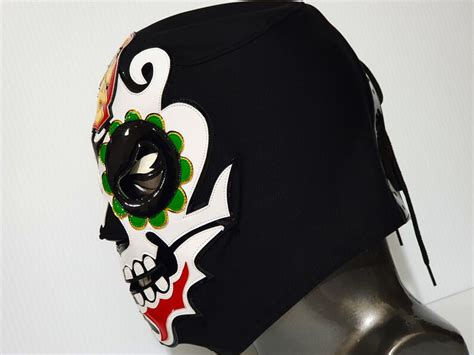 Skull Day Of The Death Wrestling Mask Luchador Costume Bushi Etsy