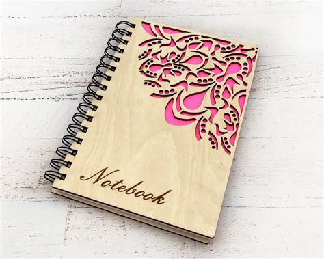 Laser Cut Wooden Notebook Cover Vector File Free Dezi