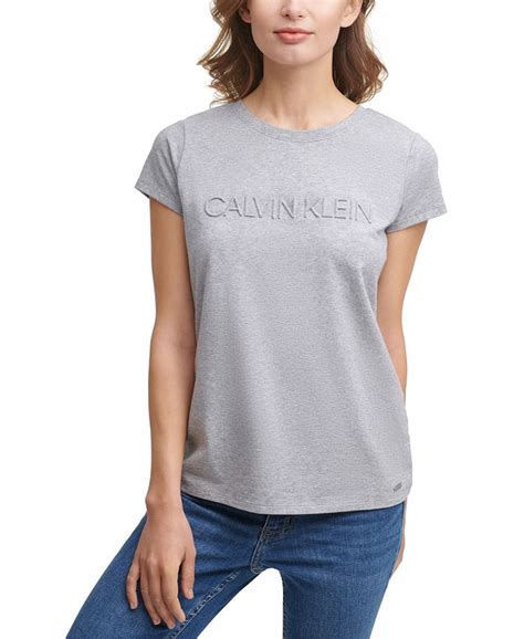 Calvin Klein Short Sleeve Logo T Shirt And Reviews Tops Women Macys