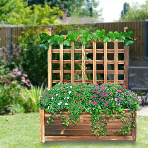 Extra Larges Wooden Garden Planter Plant Flower Pot Box Trellis Patio