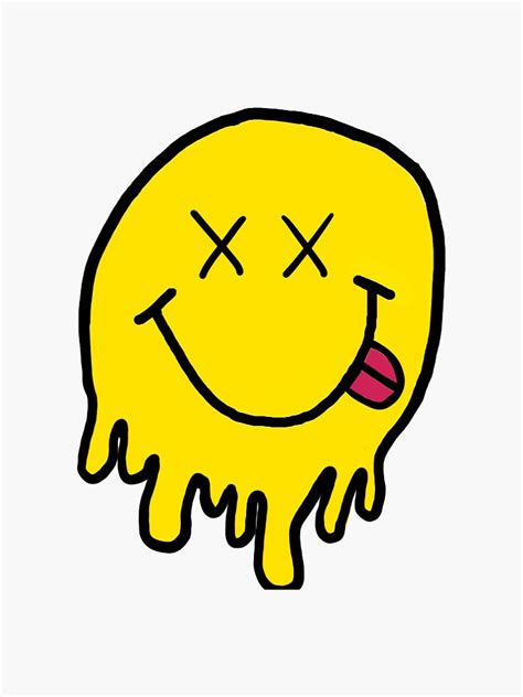 Drippy Effect Smiley Face Sticker Sticker For Sale By Ebock Redbubble
