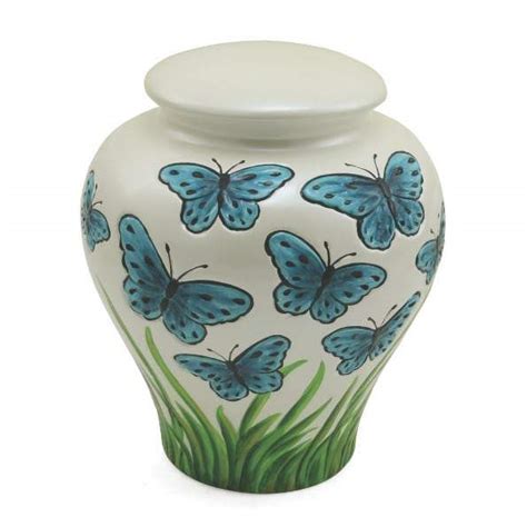 Blue Butterflies Ceramic Cremation Urn