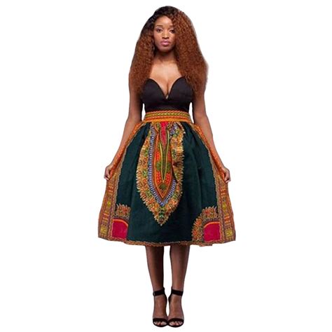 2016 Summer Traditional African Dashiki Skirts Jupe Femme Vintage Green