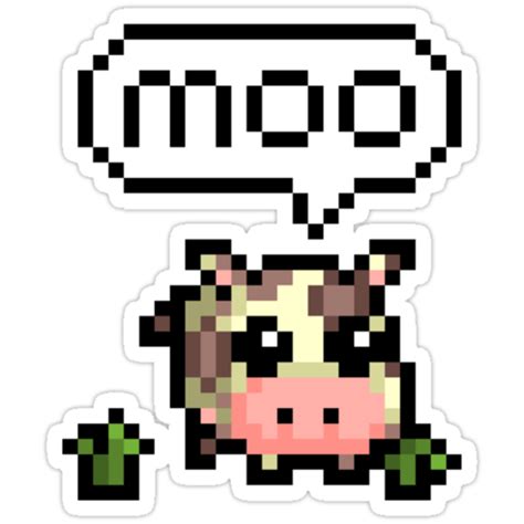 Cute Cow Pixel Art Stickers By Pixelkraft Redbubble