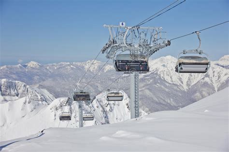 Chairlift In A Ski Resort Sochi Russia Stock Image Image Of Peak