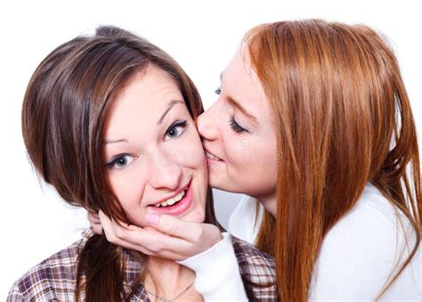 Two Women Kissing Stock Photo Image Of Emotional Brunette