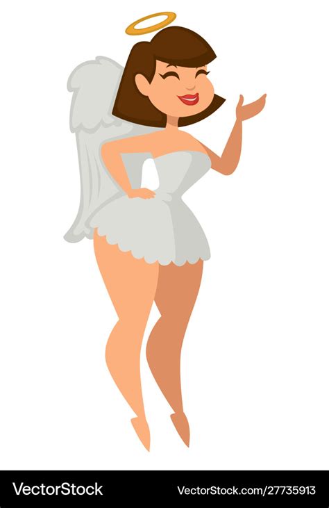 Woman In Sexy Angel Costume With Wings And Halo Vector Image