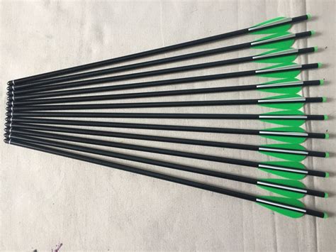 12pcs Archery Crossbow Aluminium Arrow 20 Id76mm With 3 Vane And