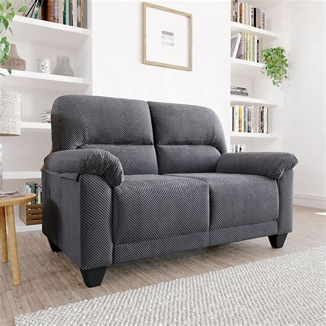 Sofa set, 3+2+1 seater, can washable cushion cover. Kenton Small Dark Grey Dotted Cord Fabric 2 Seater Sofa ...