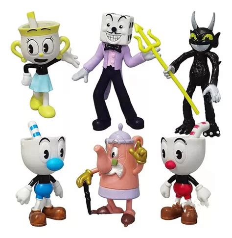 Cuphead Conjunto Figuras Mugman Chalice Dice Devil Bule Parcelamento Sem Juros