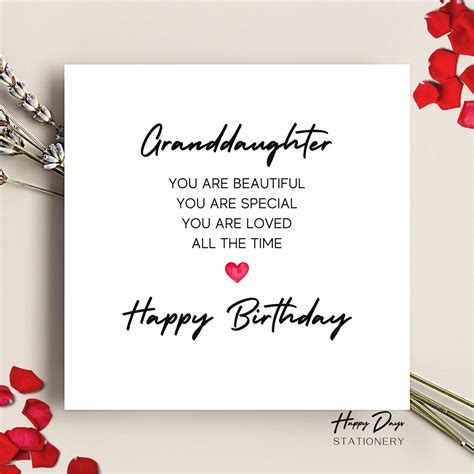Granddaughter Birthday Card Poem Card For Granddaughter Etsy Uk