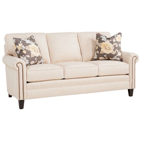 Smith Brothers 234 Traditional Mid Size Sofa With Rolled Panel Arms And