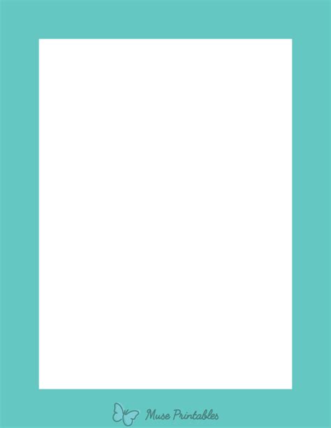 Printable Turquoise Solid Page Border