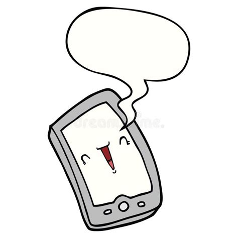 A Creative Cute Cartoon Mobile Phone And Speech Bubble Stock Vector