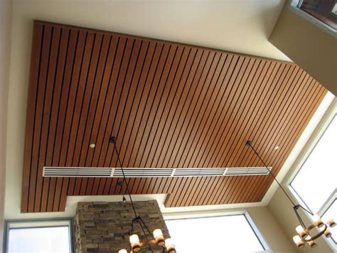 Finished in american ash with oak stain lacquer finish, our slatted wall and ceiling panels created a clean, modern look with a touch of the fashionable scandinavian feel. Pin on Ceilings