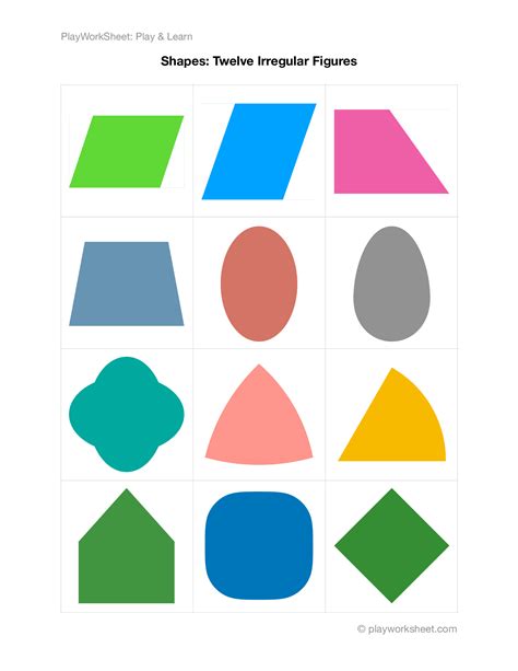 Twelve Irregular Figures Of Shapes Free Printables For Kids