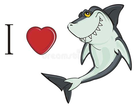 Shark And Heart Stock Vector Illustration Of Heart Underwater 15048929