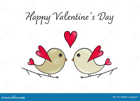 Happy Valentines Day Card With Love Birds Stock Illustration