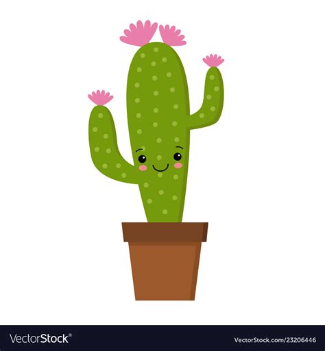 Cute Cartoon Cactus With Funny Royalty Free Vector Image