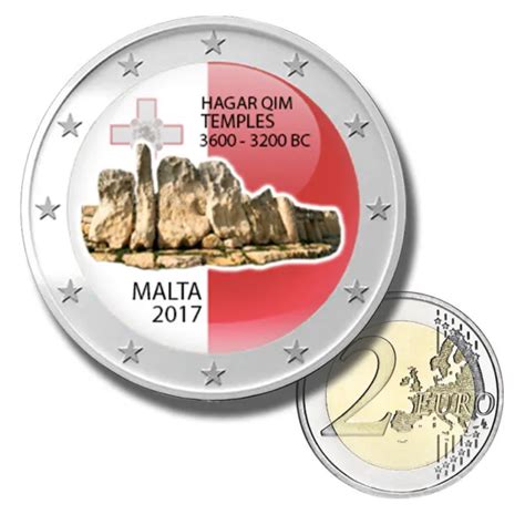 2 EURO COLOURED Coin 2017 Malta Hagar Qim Temples Original 2