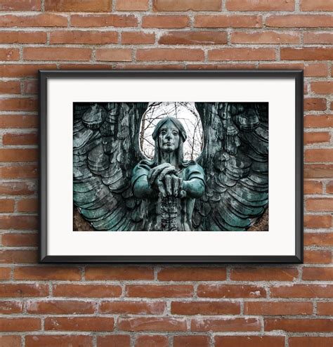 Gothic Weeping Angel Holding Scepter Grave Marker Art Print Etsy