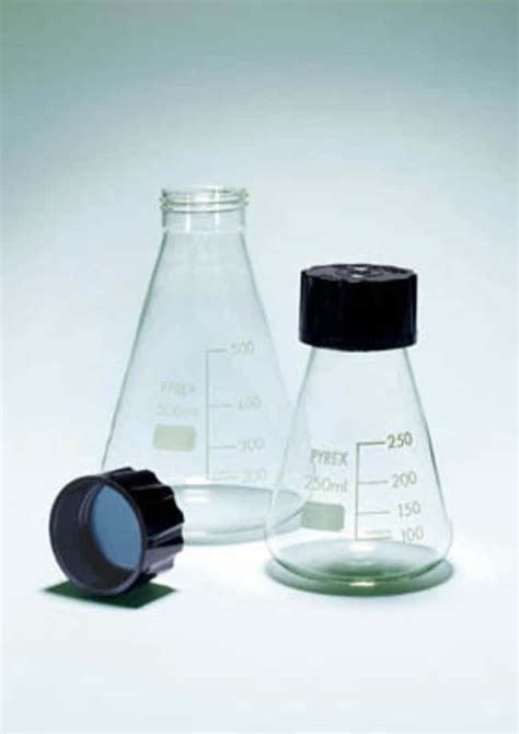 Pyrex™ Borosilicate Glass Erlenmeyer Flasks With Screw Cap Home
