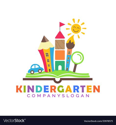 Town Mascot Kindergarten Logo Royalty Free Vector Image