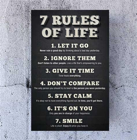 King Props Llc Inspirational Sign With Stand 7 Rules Of Life