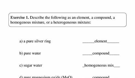 mixtures in science worksheet