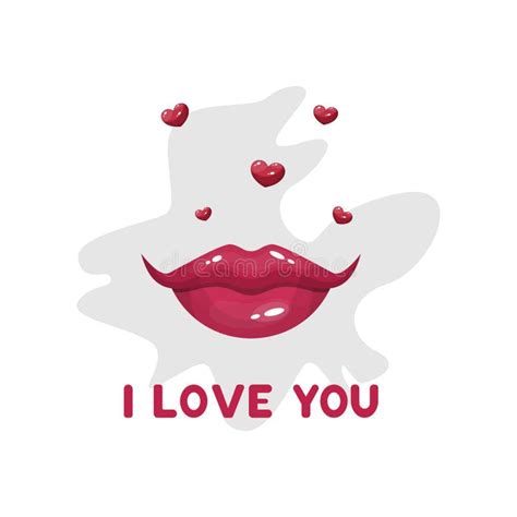 I Love You Red Lips And Hearts Stock Vector Illustration Of Valentine Background 166628726