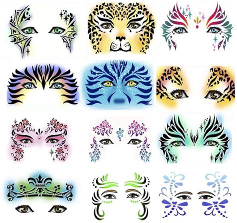 Face Paint Stencils By Pixiss 13 Pack Kit Large Reusable Face Etsy