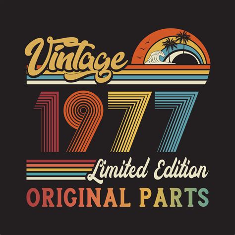 1977 Vintage Retro T Shirt Design Vector Black Background 6488246