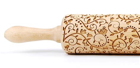 Floral Pattern 2 Embossing Rolling Pin Engraved Rolling Pin