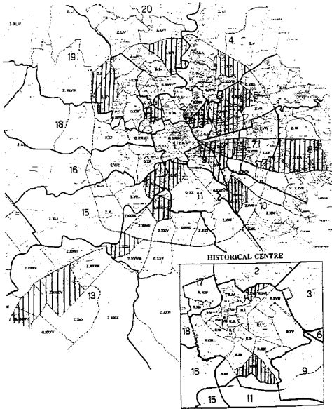 Map Of Rome With Neighbourhoods Included In The Sample Marked By