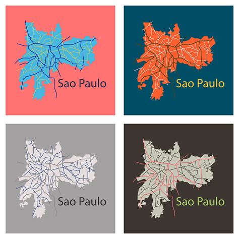Set Of Sao Paulo Brazil Flat Map Isolated On Vector Ai Eps Uidownload